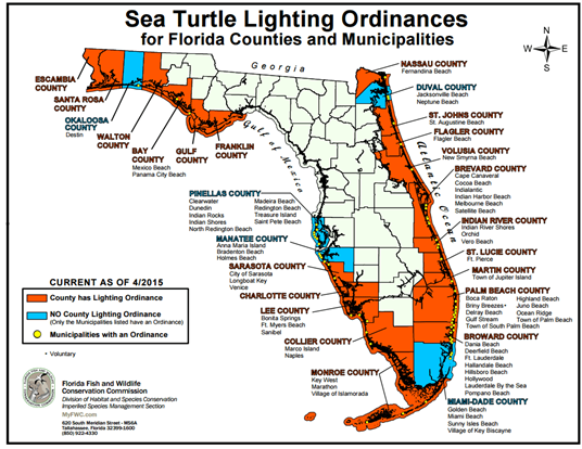 Imagen 2: Ordenanzas de iluminación relacionadas con las tortugas marinas en Florida