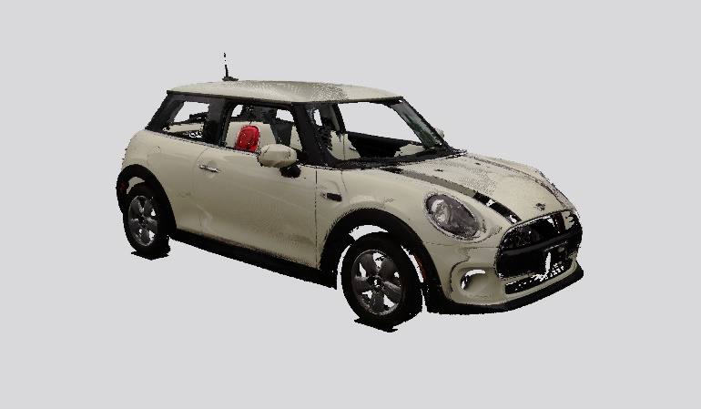 Figure 2 - An image of the resulting Faro Focus 350 scan of the subject white 2020 Mini Cooper.