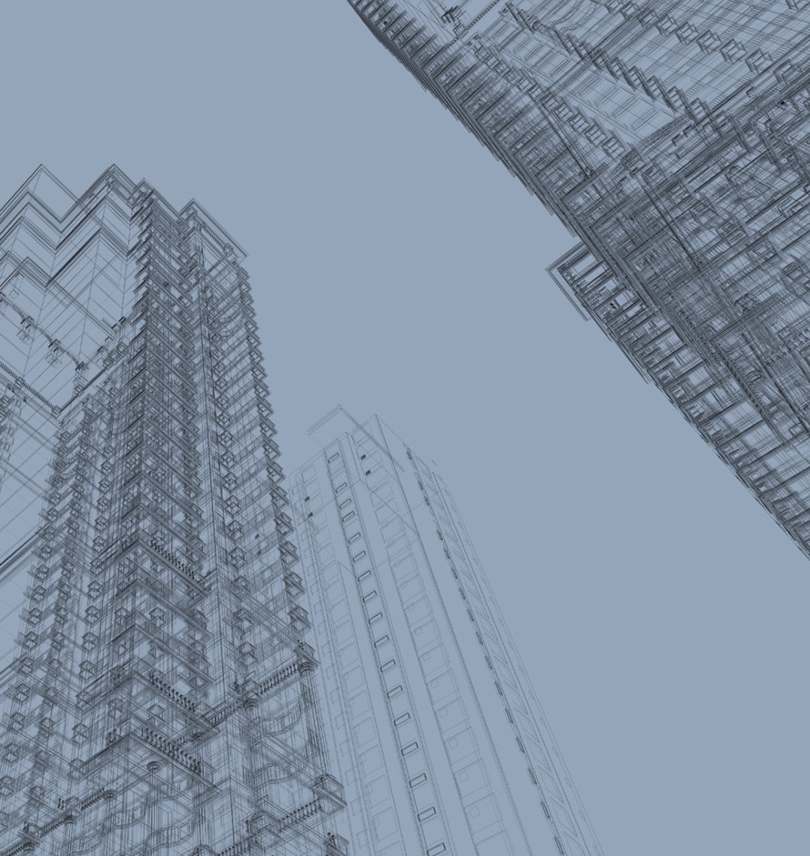 Architectural rendering of tall buildings